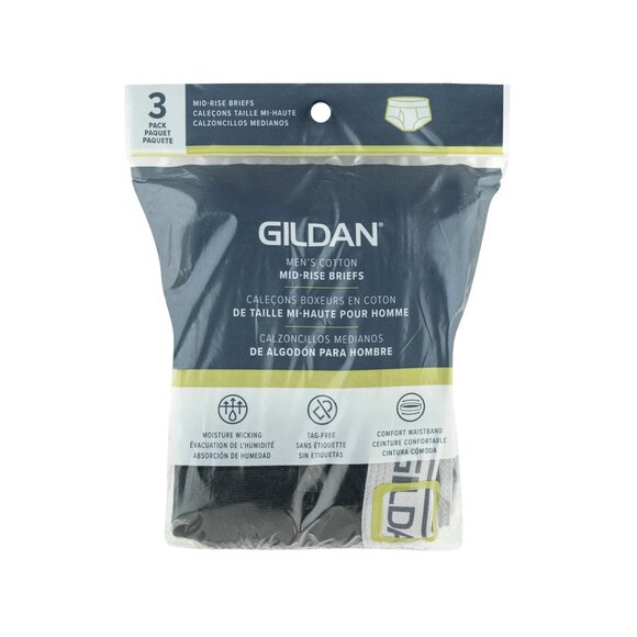 NWT Gildan Men’s Cotton Mid-Rise Briefs 3-Pack – Moisture Wicking Size 2XL - Picture 6 of 6